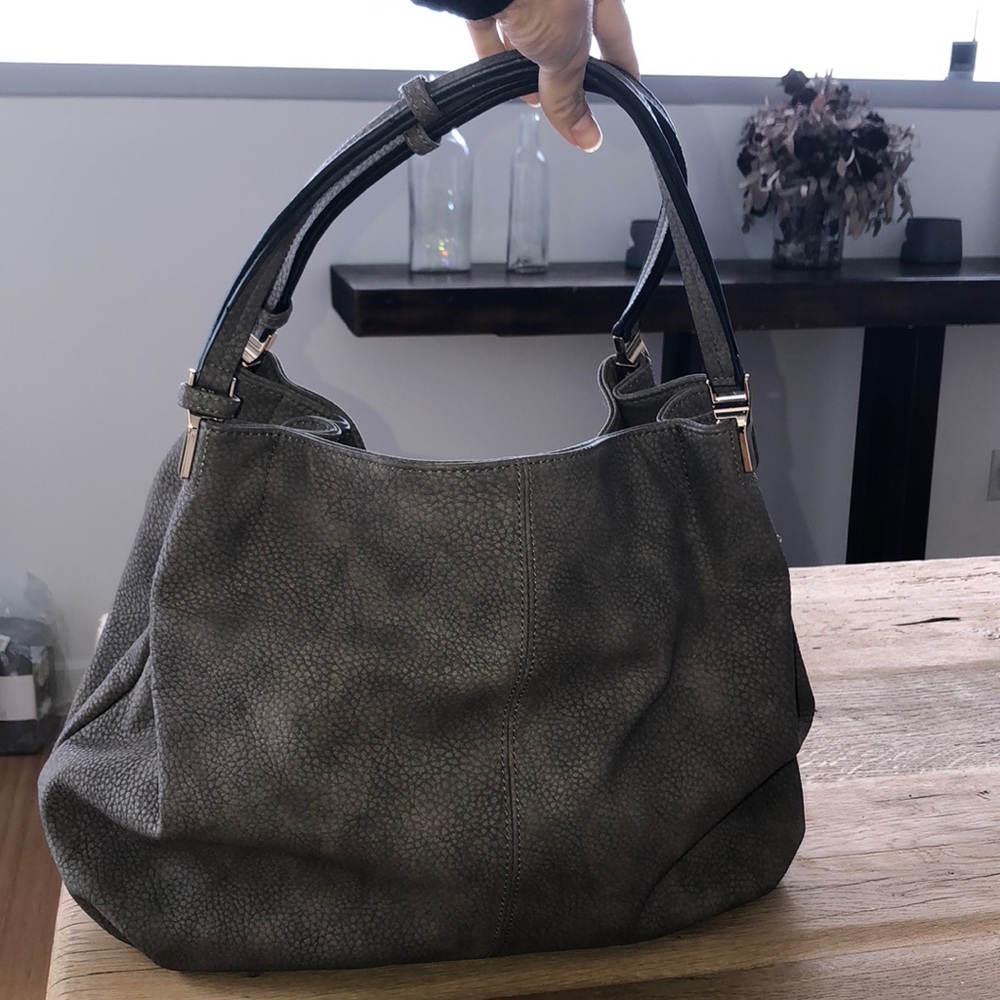Brown faux leather shoulder bag